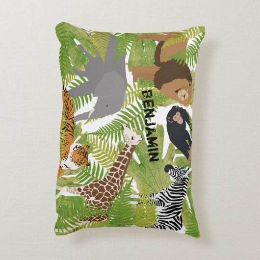 Personalisierter Niedlicher Jungle Animals Safari Dekokissen (Rückseite(Vertikal))