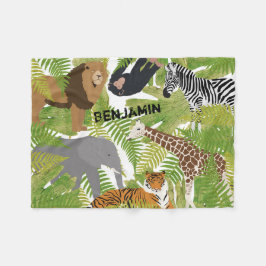 Personalisierter Niedlicher Jungle Animals Safari  Fleecedecke