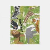 Personalisierter Niedlicher Jungle Animals Safari Fleecedecke (Vorderseite)