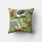 Personalisierter Niedlicher Jungle Animals Safari Kissen (Rückseite)