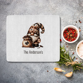Personalisierter Niedlicher Kaffee Gnome Brown Whi Schneidebrett