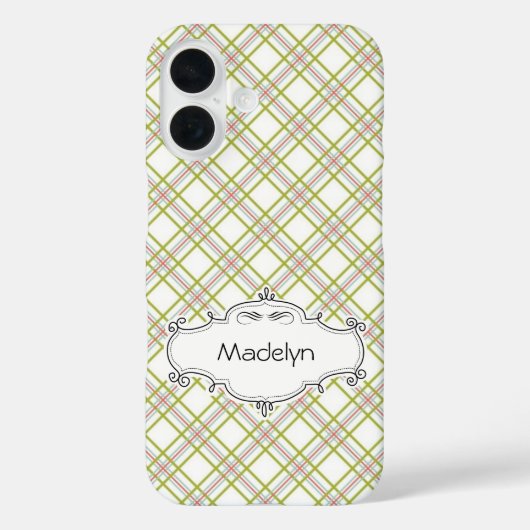 Personalisierter Niedlicher Karierter TelefonCase Case-Mate iPhone Hülle (Rückseite)
