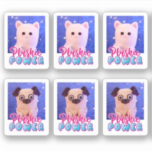 Personalisierter Niedlicher Kawaii Pink Blue Plush Aufkleber
