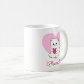 Personalisierter Niedlicher Kawaii Rosa Herzkatzen Kaffeetasse (VorderseiteRechts)