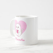 Personalisierter Niedlicher Kawaii Rosa Herzkatzen Kaffeetasse (Vorderseite Links)
