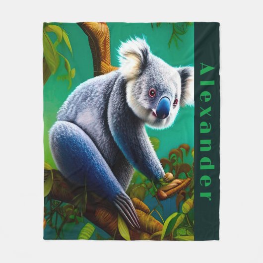Personalisierter Niedlicher Koala-Bär Fleecedecke (Vorderseite)