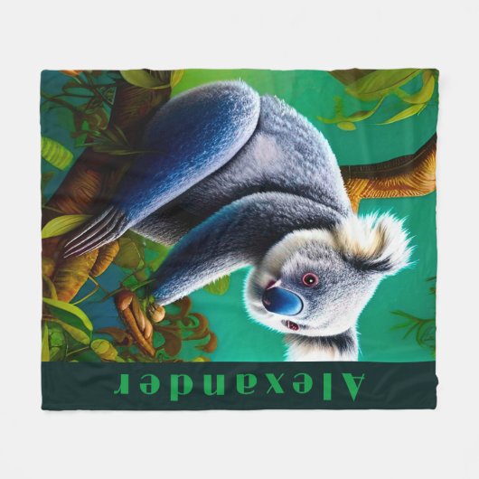 Personalisierter Niedlicher Koala-Bär Fleecedecke (Vorderseite (Horizontal))