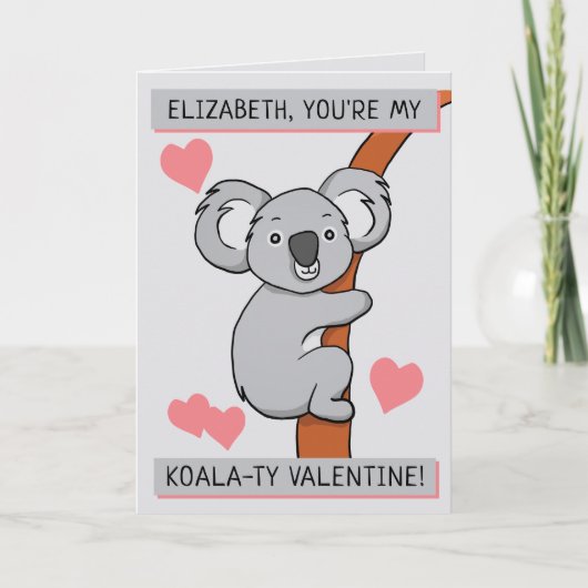 Personalisierter Niedlicher Koala-ty-Valentine-Emp Karte (Vorderseite)