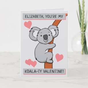 Personalisierter Niedlicher Koala-ty-Valentine-Emp Karte