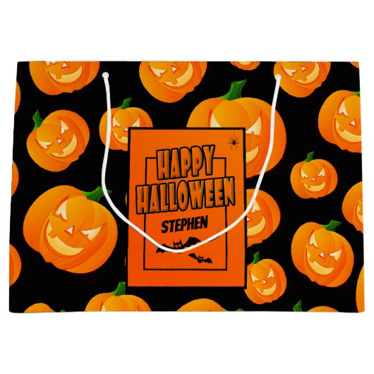 Personalisierter | niedlicher Kürbis u. Schläger Große Geschenktüte (Vorderseite)