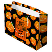 Personalisierter | niedlicher Kürbis u. Schläger Große Geschenktüte (Rückseite Schrägansicht)