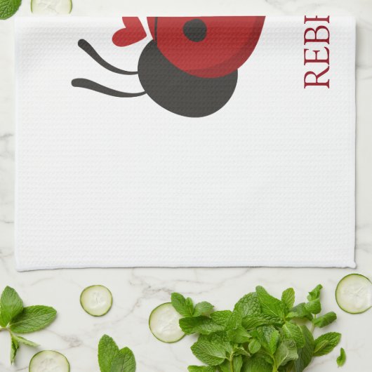 personalisierter niedlicher Ladybug Geschirrtuch (Gefaltet)