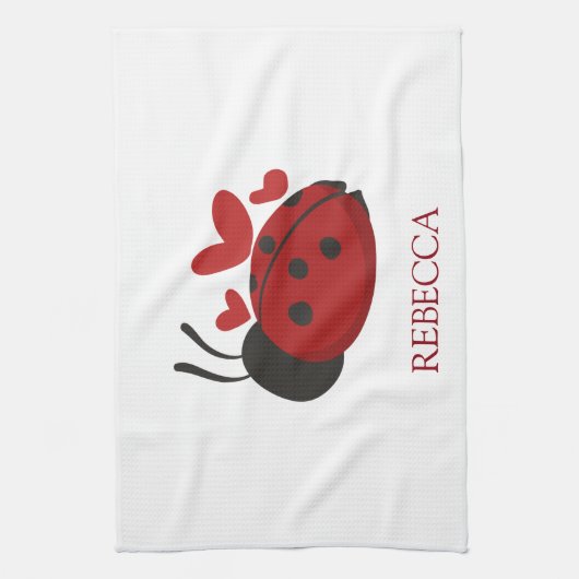 personalisierter niedlicher Ladybug Geschirrtuch (Vertikal)