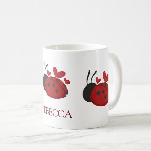personalisierter niedlicher Ladybug Kaffeetasse (VorderseiteRechts)