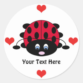 Personalisierter Niedlicher Ladybug mit Herz-Stick Runder Aufkleber