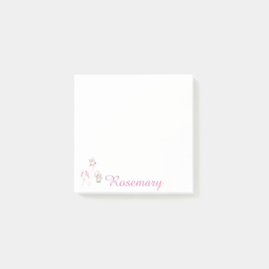 Personalisierter Niedlicher Lama mit Lattern und B Post-it Klebezettel (Vorderseite)