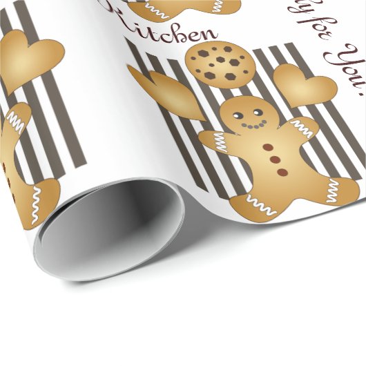 Personalisierter Niedlicher Lebkuchen Mann Keks Geschenkpapier (Rolleneckpunkt)