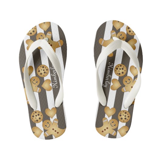 Personalisierter Niedlicher Lebkuchen Mann Keks Kinderbadesandalen (Fußbett)