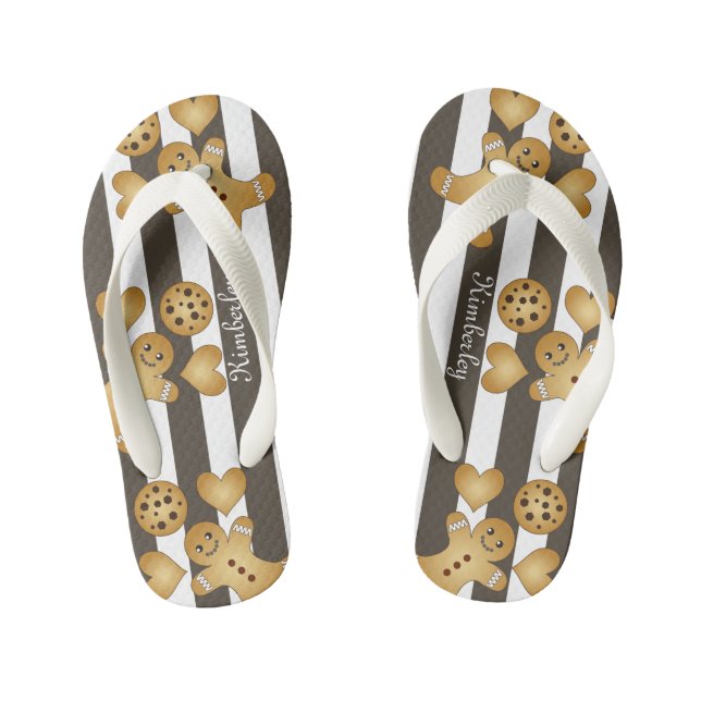 Personalisierter Niedlicher Lebkuchen Mann Keks Kinderbadesandalen (Fußbett)