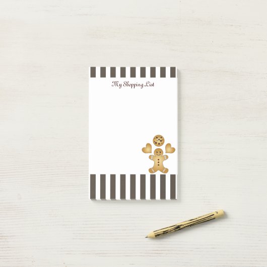 Personalisierter Niedlicher Lebkuchen Mann Keks Post-it Klebezettel (Auf Schreibtisch)