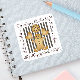 Personalisierter Niedlicher Lebkuchen Mann Keks Quadratischer Aufkleber