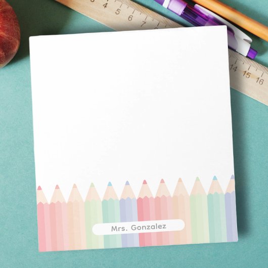 Personalisierter Niedlicher Lehrer Rainbow Notizblock