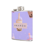 Personalisierter Niedlicher Lila Pasteltee Flachmann (Links)