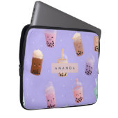 Personalisierter Niedlicher Lila Pasteltee Laptopschutzhülle (Vorne Rechts)