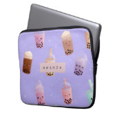 Personalisierter Niedlicher Lila Pasteltee Laptopschutzhülle (Vorderseite Links)