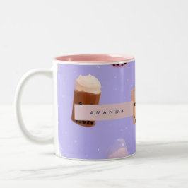 Personalisierter Niedlicher Lila Pasteltee Zweifarbige Tasse
