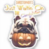 Personalisierter Niedlicher Mops Halloween Puppy C Aufkleber (Vorderseite)