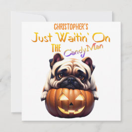 Personalisierter Niedlicher Mops Halloween Puppy C Einladung