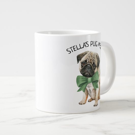 Personalisierter Niedlicher Mops Jumbo-Tasse (Vorderseite Rechts)