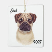 Personalisierter Niedlicher Mops Keramikornament (Links)