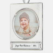 Personalisierter niedlicher Name Foto Banner-Ornament Silber (Links)
