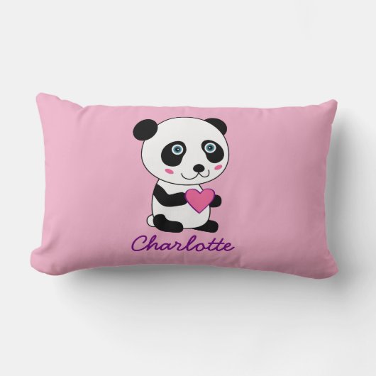 Personalisierter niedlicher Panda mit einem rosa Lendenkissen (Vorderseite)