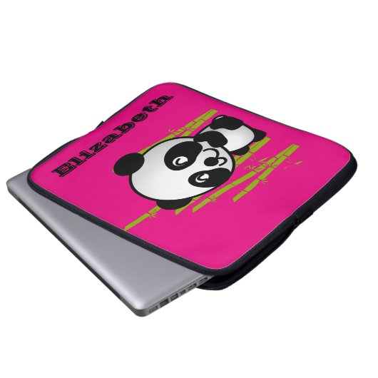 Personalisierter Niedlicher Pandabär aus Schwarz u Laptopschutzhülle (Vorne Knopf)