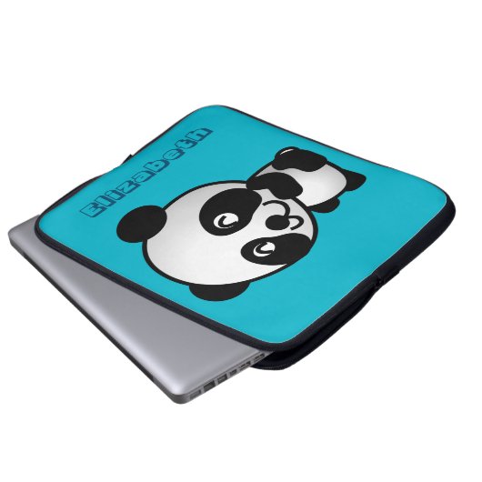 Personalisierter Niedlicher Pandabär aus Schwarz u Laptopschutzhülle (Vorne Knopf)