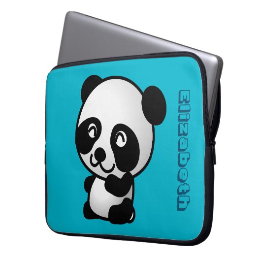 Personalisierter Niedlicher Pandabär aus Schwarz u Laptopschutzhülle (Vorderseite Links)