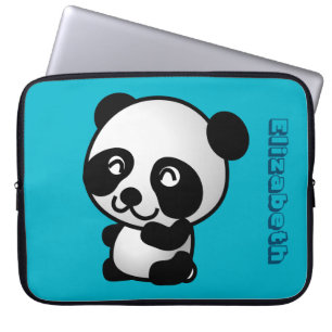 Personalisierter Niedlicher Pandabär aus Schwarz u Laptopschutzhülle