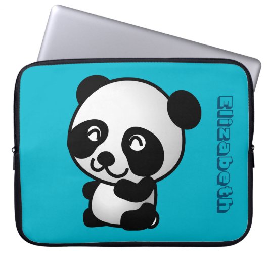 Personalisierter Niedlicher Pandabär aus Schwarz u Laptopschutzhülle (Vorderseite)