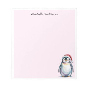 Personalisierter Niedlicher Pinguin in der Weihnac Notizblock