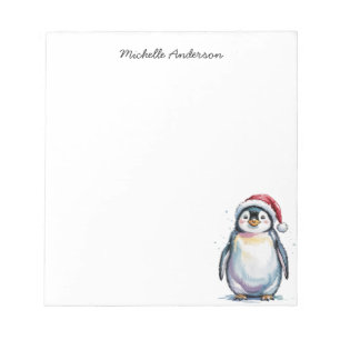 Personalisierter Niedlicher Pinguin in der Weihnac Notizblock