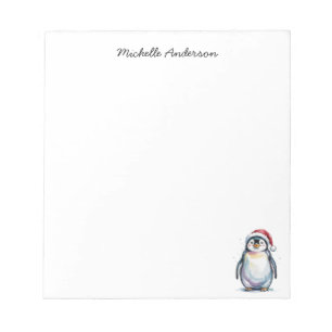 Personalisierter Niedlicher Pinguin in der Weihnac Notizblock
