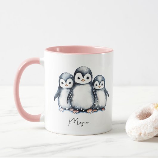 Personalisierter Niedlicher Pinguin Tasse (Mit Donut)