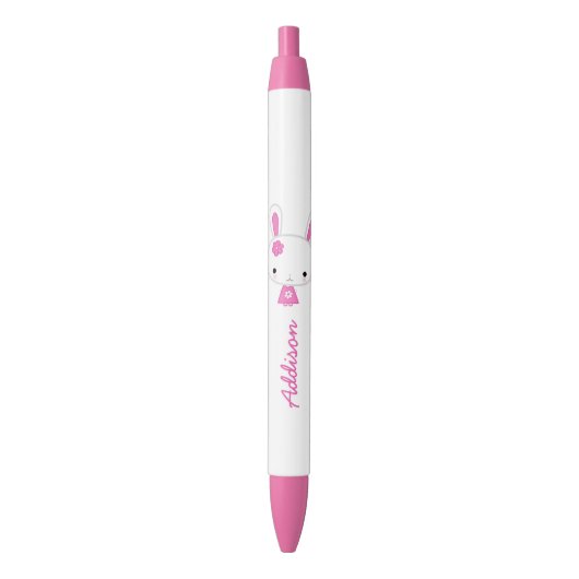 Personalisierter Niedlicher Pink Kawaii Bunny Pink Kugelschreiber (Vorderseite Vertikal)