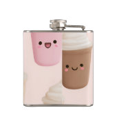 Personalisierter Niedlicher Pink Kawaii-Kaffeecup Flachmann (Rückseite)