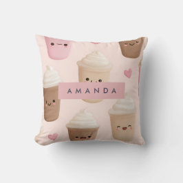 Personalisierter Niedlicher Pink Kawaii-Kaffeecup Kissen