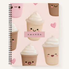 Personalisierter Niedlicher Pink Kawaii-Kaffeecup Notizblock