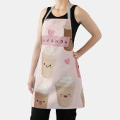 Personalisierter Niedlicher Pink Kawaii-Kaffeecup Schürze (InSitu)